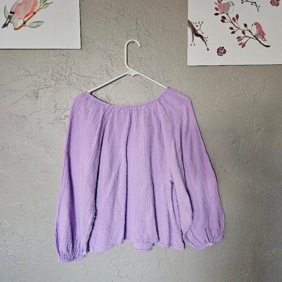 Universal Thread 100% Lavender Cotton Muslin Gauze Blouse SIZE L - Picture 2 of 4